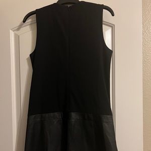 Black sleeveless Theory leather mini dress, size 2.